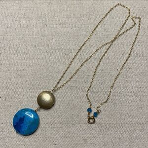 💛 14k Yellow Gold Filled Dyed Blue Agate Drop Necklace